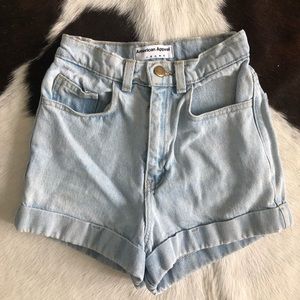 American Apparel High Waisted Denim Jean Shorts